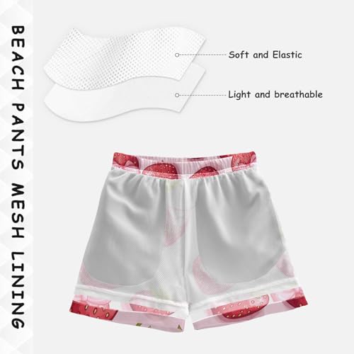 Pigsaly Boys' Swim Board Shorts Cartoon Red Strawberry Boy's Swim Trunks Kids Swimwear 4T4