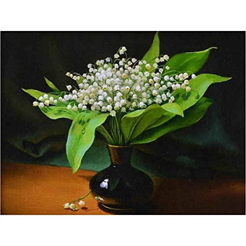 5D DIY Diamond Painting Kits Weiße Blume Voll Bohren Strass Kristall Diamant Malerei Kinder Erwachsene Kreuzstich Stickerei Anzahl Für Home Wall Dekoration Handwerk Round Drill 60x80cm AAB17365