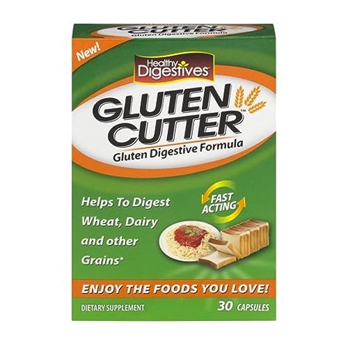 Healthy Digestives Gluten Cutter Enzyme Formula - Helps Improve Your Bodies Gluten Digestion and Assist in Breaking Down Wheat Dairy and Other Grains - 30 Servings Capsules (Pack of 2) MVxO$:D
