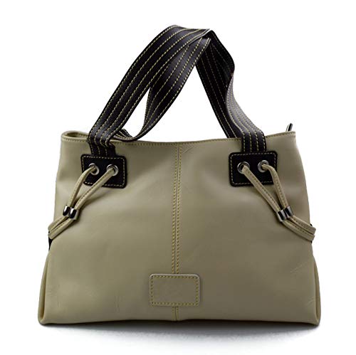 Sac à bandoulière beige en cuir véritable pour femme active et élégante