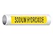 ComplianceSigns.com Sodium Hydroxide (Black Legend On Yellow Background) Pipe Label Decal, 8x2 inch 5-Pack Vinyl for Pipe Markers Hazmat