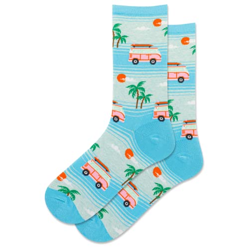 Hot Sox Women's Beach Van Crew Socks 1 Pair, Natural Melange, Women's 9-11 Shoe