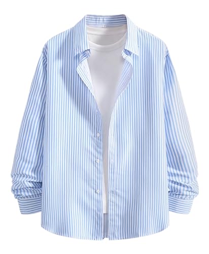 Image of Afflatus Men's Striped Casual Regular Fit Shirt Cotton Blend Stripe Full Sleeve Stylish Shirt for Men