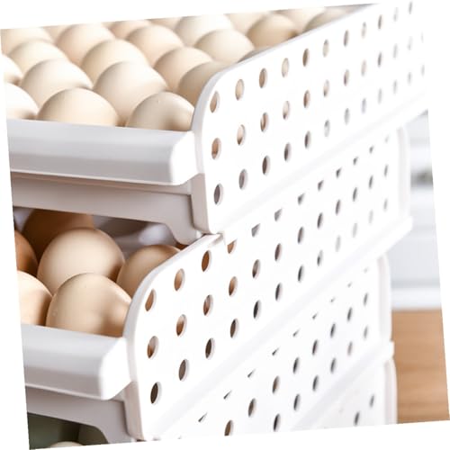 Soporte de huevos apilable de plástico PP blanco POPETPOP para cajón de nevera 2