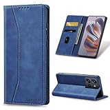 KIOTROUO Funda para Motorola Edge 50 Neo, Carcasa de Cuero PU con Ranura para Tarjetas, Protectora Tarjetas, Soporte Plegable, Cierre Magnético, Libro Tipo Flip Case para Edge 50Neo, Azul