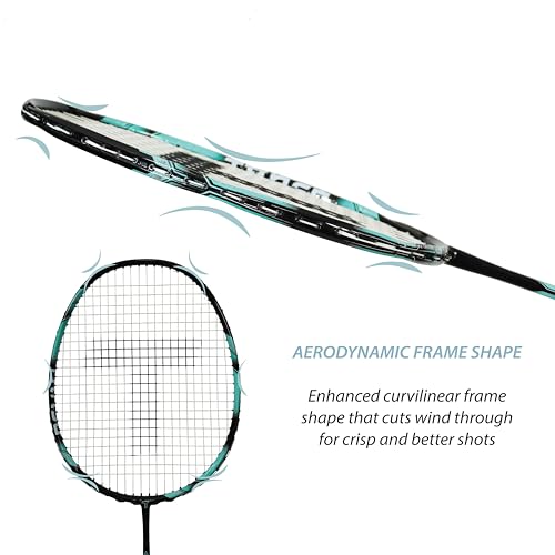 Image of TANSO Katana 1.0 Graphite Strung Badminton Racket with Free Racquet Cover (32 Lbs Tension, Aerodynamic Frame, Full Carbon Fibre)