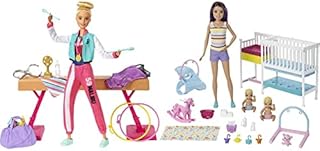 Barbie Gymnastics Playset, Barbie Doll with Twirling Feature, Balance Beam, 15+ Accessories for Ages 3 and Up, GJM72