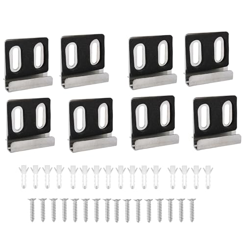 Image of 8pcs Mirror Holder Kit, Double Hole Metal Mirror Brackets with Screws Rubber Pads for Frameless Mounting Wall Tile Billboard Display