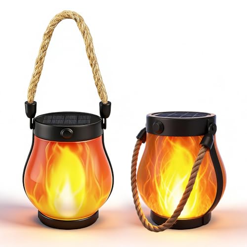 Lanterne solaire extérieur lot de 2 lampes suspendues étanches pour table de jardin