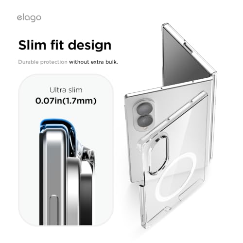 Image of elago Magnetic Clear Case for Samsung Galaxy Z Fold 8 Case | Compatible with MagSafe Charger, Strong Magnetic Power, Premium PC, Shockproof Bumper, Protective Cover (Magnetic Clear)