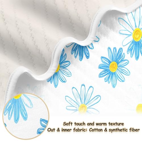 Burbuja Blue White Daisy Flowers Baby Blanket for Boys Girls, Nursery Soft Warm Swaddling Receiving Baby Blankets, 30x40 in Toddler Blanket2
