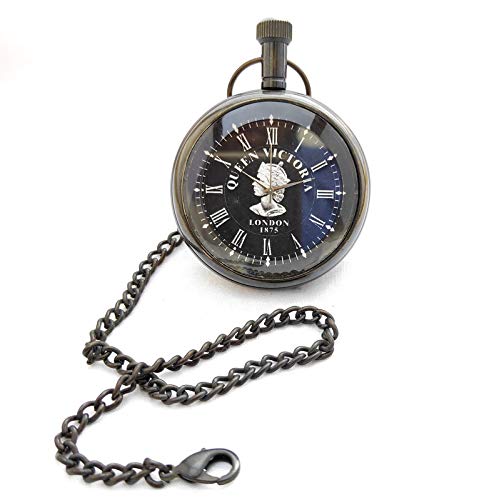 Royal Gold Brass Queen Victoria London 1875 Dial - Antique Pocket Gandhi Watch Royal Look Indian Handicraft Premium Gift Item-image-23