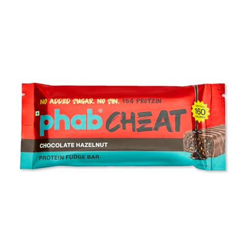 Image of Phab Cheat Protein Bar - Chocolate Hazelnut | High Protein Snack (15g) | No Added Sugar | Low Calorie Fudge Bar | Healthy Guilt-Free Snack | Pack 12-50g each