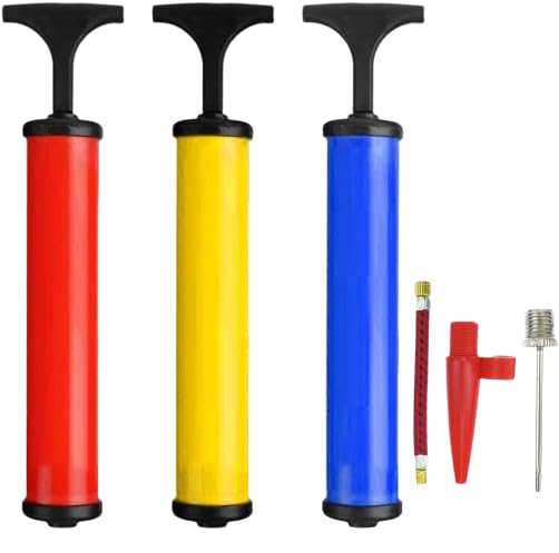 YSAMAX Heavy Duty Inflator Air Pump, Portable Hand Air Pump For Multiple Balls, Sport Accessories, Flexible Ball Pump, Effortless Inflation, (Assorted Colours), (12 PCS)