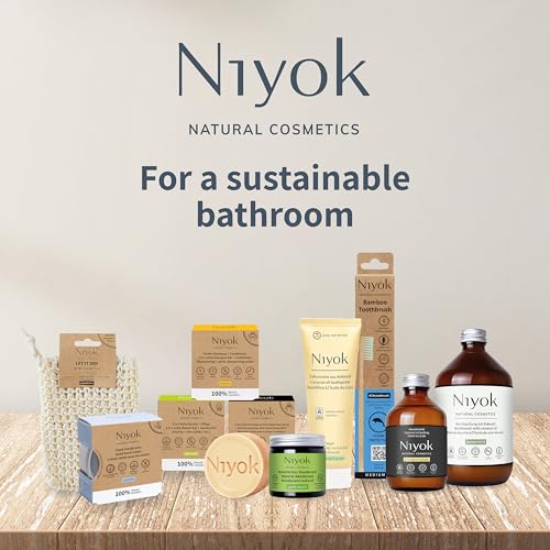 Niyok Ducha fija 2 en 1 + cuidado "Sensitiv" (80 g) • Jabón de ducha suave cosmético natural • Gel de ducha sólido para pieles sensibles • Jabón vegano para cuerpo y manos • Sin plástico y vegano - imagen 8