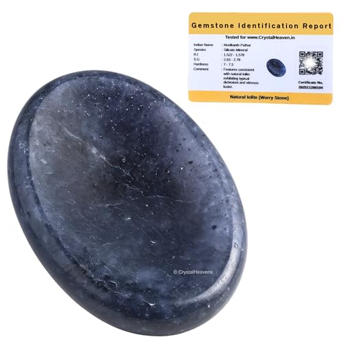 Image of Crystal Heaven IoliteThumb Worry Pebbles Stones For Anxiety Stress Relief Massage - Aaa Grade Original Healing Gemstone Agate Rubbing Stone For Yoga Meditation Spiritual Reiki Feng Shui
