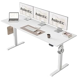 Agilestic Höhenverstellbarer Schreibtisch 160 x 60 cm, Stabiler Schreibtisch Höhenverstellbar Elektrisch mit Memory-Handsteuerung, Ergonomischer Steh-Sitz Tisch Computertisch, Weiß