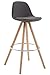 CLP Tabouret De Bar Franklin En Tissu I Chaises Hautes Avec Piètement En Bois De Chêne Et Repose-pieds En Métal, Couleur:gris foncé, Couleur du cadre:natura (chêne)