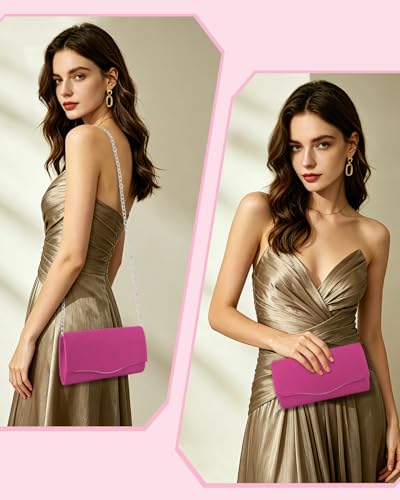 Image of TINDTOP Clutch Purses for Women, Formal Evening Bags Suede Shoulder Envelope Party Handbags Wedding Cocktail Prom Clutches