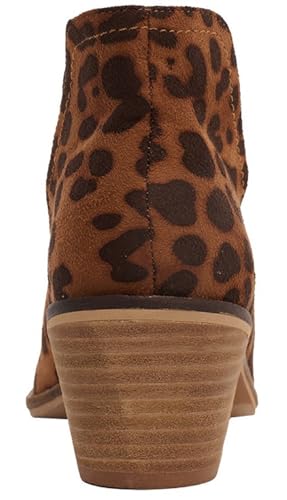 Beast Sunny-01 Women Western Short Ankle Pointed Toe Booties Boots V Side Cut D'Orsay Leather Block Heel4