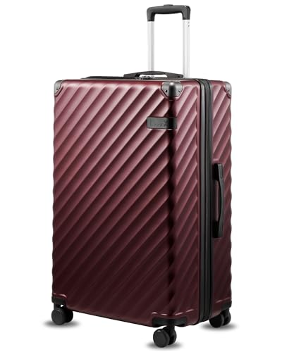 Image of LUGGEX Carry On Luggage for Airplanes, KVC Polycarbonate Hard Shell Suitcase for Travelling, Cherry, Checked-Large 28-Inch, Expandable Luggage With Spinner Wheels