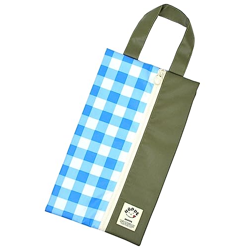 撥水シューズバッグ スカイチェック シューズ入れ シューズケース 撥水 マチ付き 上履き入れ 通園 通学 小学生 キッズ 日本製 HOPPE