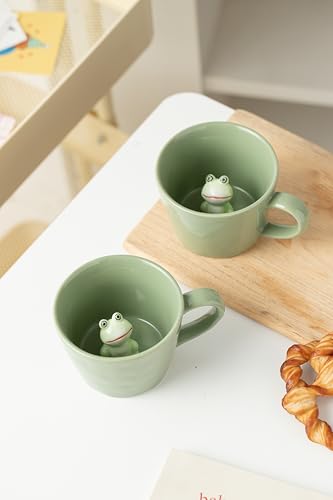 Taza de cerámica con rana 3D interior 12 oz miniatura 4