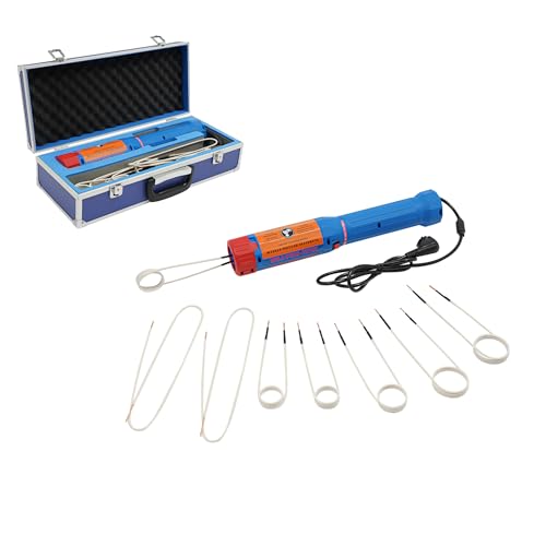Induktionsheizgerät kfz 1100W Induktion Schraubenlöser 800°C Induktionsspule LED-Anzeigelicht Induktionsheizer kfz Eingebauter Lüfter mit 2 Weiche Kupferdrähte 6 Heizspulen Spulen ohne Flamme