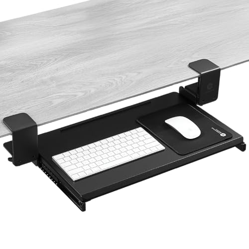 ErgoActive Small Size Keyboard Tray, Clamp On Easy Installation, Desk Organizer (Small Tray) (MDF...