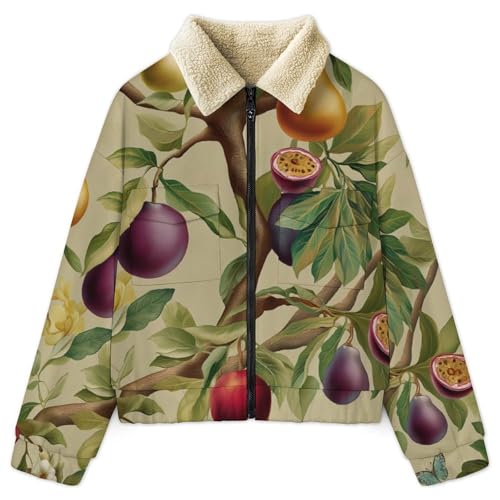 Manteau polaire femme hiver à imprimé plantes exotiques grande taille veste chaud
