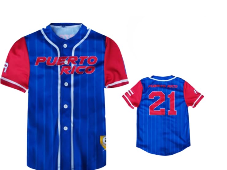 Camiseta Unisex de Béisbol Puerto Rico manga corta con cuello redondo clásico miniatura 1