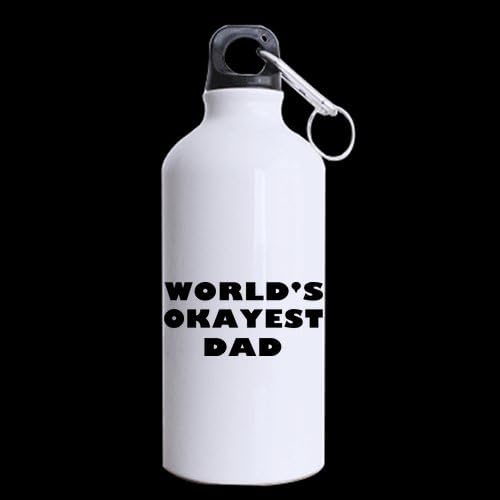 13.5 OZ World's Okayest Dad Sports Aluminum Eco-friendly Bottle with Twist Cap and Carabiner Clip