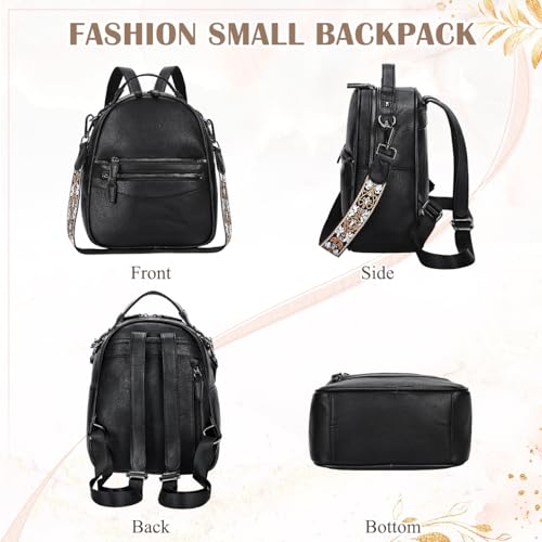 Image of RAVUO Mini Backpack for Women, Small Leather Backpack Purse Fashion Handbag Convertible Ladies Trendy Shoulder Bag for Work,Travel,Black