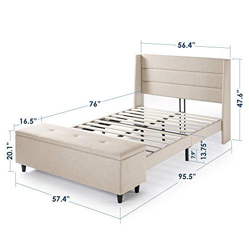 Mellow Peekabo Upholstered Platform Beds With Headboard And End Of Bed Storage Ottoman, Full, Beige #TOP7