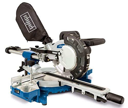 Scheppach Kappzugsäge HM216 Kappsäge Gehrungssäge inkl. Untergestell UMF1550 | Sägeblatt Ø 216mm | 2000W Leistung | Laser & LED | Drehtisch mit Schnellarretierung | mit 2. Sägeblatt – Bild 3