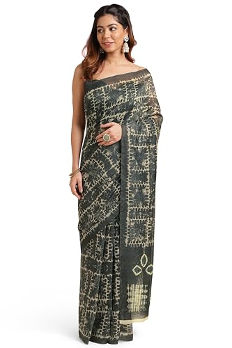 Image of MIRCHI FASHION Women Saree Ajrakh Digital Printed Cotton Blend | Lightweight Professional Office Sari with Blouse Fabric