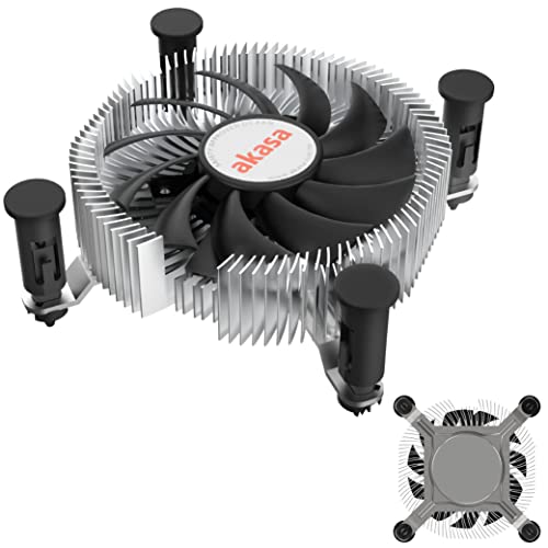 Akasa Aluminium Intel® LGA1700 Mini-ITX Cooler | Designed for Core™ i9 Processors up to 35W TDP | 26.9mm Low Profile CPU Cooler | Heatsink with Aluminium Core | 75mm PWM Fan | AK-CC6601EP01