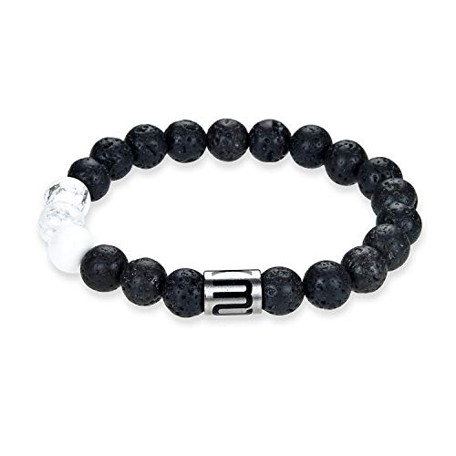 Morchic Natural White Howlite Lava Rock Stone Anxiety Aromatherapy Stretch Bracelet, Genuine Healing Stones Essential Oils Diffuser for Mens Womens Unisex 8mm