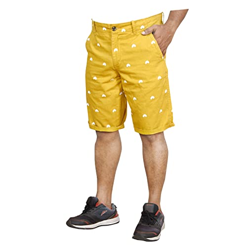 Image of Twin Greens -Men's Printed Cotton Lycra Casual Shorts