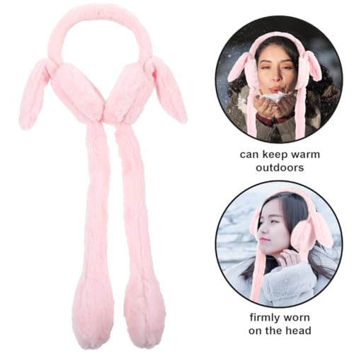 PRETYZOOM Cold Earmuffs Dancing Bunny Ears Bunny Ear Muffs Bunny Earmuff Ear Warmer Scarf Fluffy Ear Muffs Winter Earmuffs Moving Ear Hat Furry Ear Warmers Ear Protection Student Plush Photo4