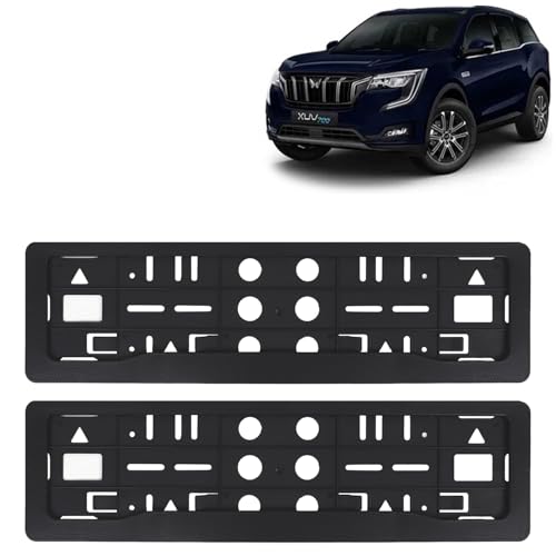 Image of KINGSWAY XUV 700 Car Number Plate Frames for All 2021 Onwards Models of Mahindra Car Registration Plate Holders, Black Licence Plate Covers (Front and Rear), Universal Size 51.5 x 14.5 cm