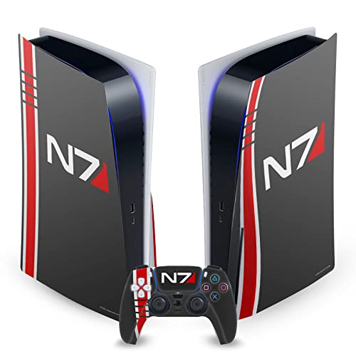 Skin PS5 Disc Mass Effect N7 Head Case Designs autocollant vinyle pour console et manette DualSense