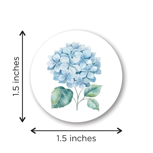 Blue Hydrangea Envelope Seal Stickers, 1.5 inch, 60 Labels
