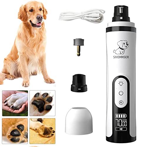QYQMYK Nagelschleifer Hund mit LED-Licht 40 Dezibel Super-Leise 3 Geschwindigkeiten Krallenschleifer USB Wiederaufladbare 2000mAh für Kleine Mittel Groß Haustier Cover