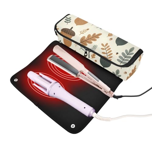 Organizador portátil para herramientas de peinado con tapete resistente al calor para plancha alisadora, rizadora y otras herramientas de cabello miniatura 2