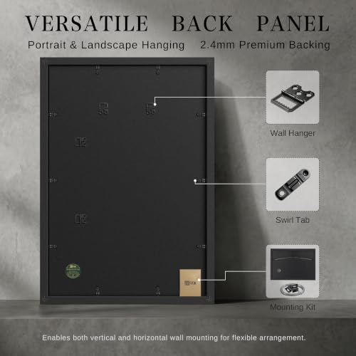 Image of VCK 20x30 Poster Frame with Plexiglass, Black Wood, 16x24 Mat, 2 Pack