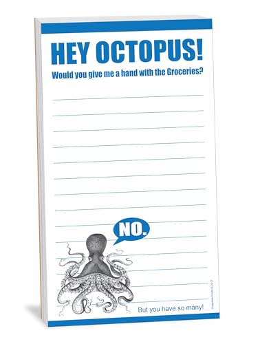 Guajolote Prints Funny Magnetic Grocery List, 4.25 x 7.5 inch, 50 Sheets (Octopus)
