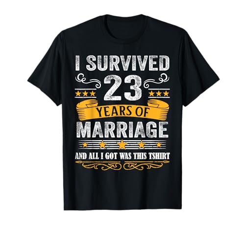 23rd Wedding Anniversary Shirt Couples Husband Wife 23 Years T-Shirt