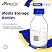 Maccx 17oz (500ml) Glass Round Media Storage Bottles,Pack of 4, Heavy-duty 3.3 Borosilicate Glass Bottle with GL45 Screw Cap, GL45RB500-004