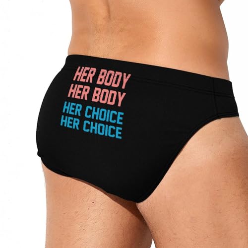 Her Body Her Choice Printed Swim Briefs for Men Sexy Bikini Swimwear Elastic Beach Trunks Bathing Suit4